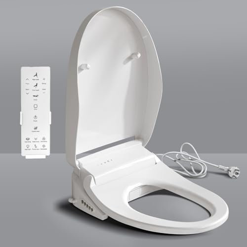 Siège de Toilette Bidet Électronique avec Buse, Intelligent Abattant WC Désodorisante, Toilette Japonaise avec Veilleuse LED, Siège Chauffant, Séchage à l'air Chaud et les Soins Intimes
