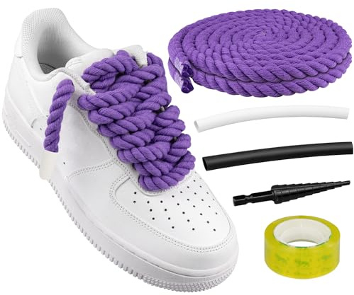 Endoto Lacci Corda per Air Force 1 Scarpe, Stringhe Spesse Grossi e Grandi, Rope laces Kit per Sneaker- Viola, 12.7MM