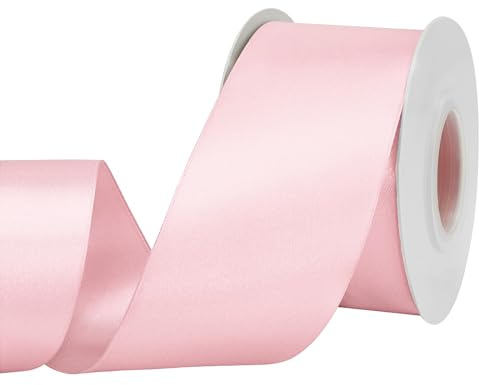 GTYBOVA Satinband 50mm X 23m Hellrosa Schleifenband Dekoband Bänder zum Basteln Stoffbänder für Hochzeit Taufe Und Geburtstagsgeschenk