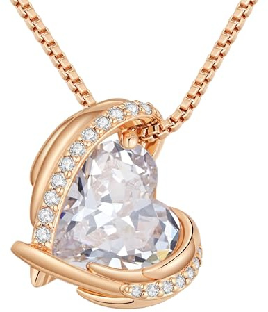 CDE Collana Donna Collana Cuore in Rame, placcato in oro rosa Gioielli Donna Festa Della Mamma Lei Moglie Fidanzata Regalo Compleanno Anniversario, Regali di San Valentino Gioielli