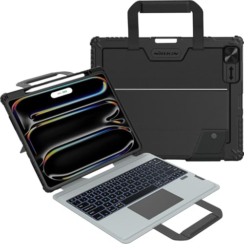 Nillkin Magic Keyboard Case per iPad Pro 13 M4 2024, custodia portatile per iPad Pro 13 2024 con tastiera, portamatite, grande trackpad, 7 colori retroilluminati, protezione fotocamera, nero