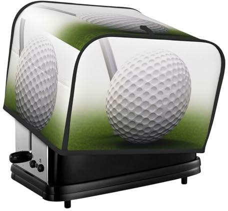 Golfball-Toaster-Abdeckung, 4 Scheiben, Küche, kleine Geräte, Abdeckungen mit Taschen, Toaster-Staubschutz mit Griff oben, waschbar, Universal-Brotbackmaschinen-Abdeckung für Küche
