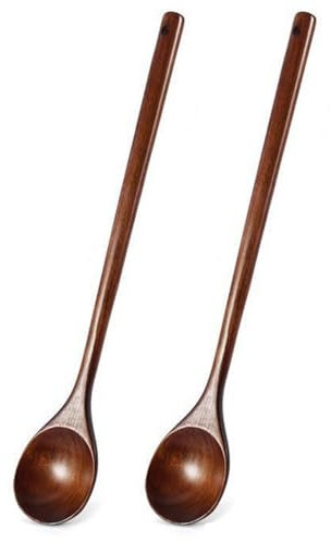 Holz-Kochlöffel, 33 cm langer Griff, Löffel zum Mischen, Verkosten, Rühren von Lebensmitteln, große Holz-Kochutensilien zum Kochen und Basteln (Nanmu)