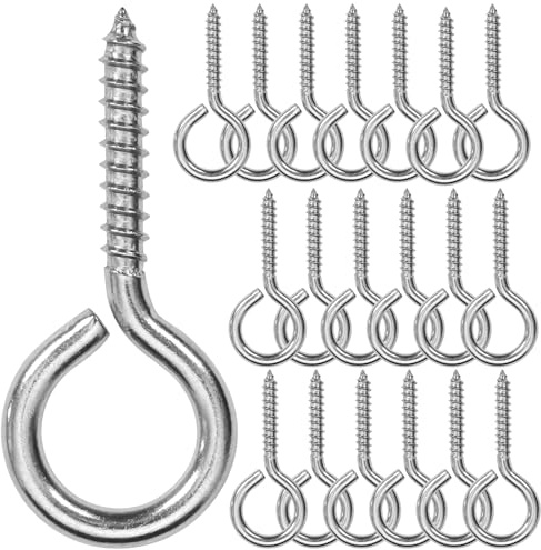 ACCZIO 20PCS 2.55 inches Screw Eyes M5 304 Stainless Steel Eye Screws, Heavy Duty Screw, Eye Hooks Screw Eye Bolts Eye Hooks Screw, Indoor & Outdoor Uses (20, M5-2.55inch)