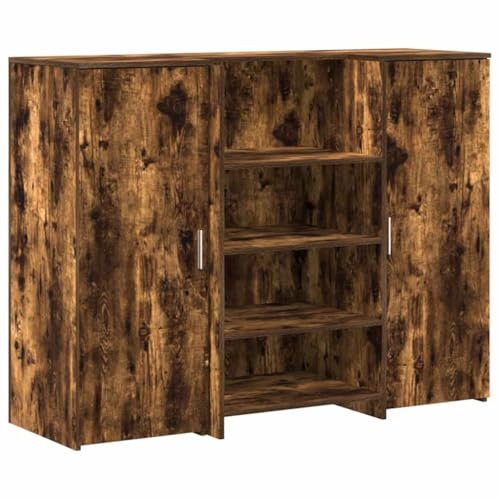 vidaXL Empfangstheke Räuchereiche 135x50x103,5 cm Holzwerkstoff, Empfangstresen, Salon Empfangstheke, Kassentheke, Empfangstisch, Büro Empfangstheke