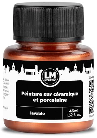 LM-Kreativ Keramik- & Porzellanfarbe 45 ml - Metallic Kupfer - Spülmaschinenfest. Glas- und Keramikfarbe, ideal zum Tassen Bemalen, Keramik Bemalen, Kreative Projekte auf Glas, Keramik, Porzellan