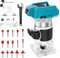 Cordless Palm Hand Routers for Makita 18V Battery with 15pcs Bits, Brushless Wood Trim Router for Wood Working Joiner Cutting, 6 Speed ​​Adjustment, 0-22000r/Min, 1/4, 6 mm, (Battery Not Included)