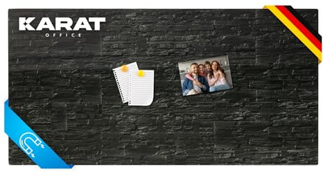 KARAT Magnettafel Magnetpinnwand Memoboard zum Beschriften - Notiztafel div. Designs - Tafel abwaschbar mit Halterung Magneten, (SCHWARZ 46 x 91 cm)