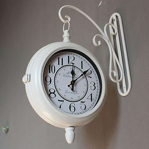 Dekorative Uhren für den Außenbereich, Retro, doppelseitig, Industrie-Design mit antikem Eisengehäuse, wasserdicht für Innen/Außenbereich, Haus, Garten, Terrasse, Café