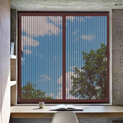 Rideau Moustiquaire Magnétique 62 x 70 cm Garde L'Air Frais à L’Intérieur, Installation Facile Moustiquaire sur Mesure pour Portes-Fenêtres et Baies Vitrées, ‎Marron