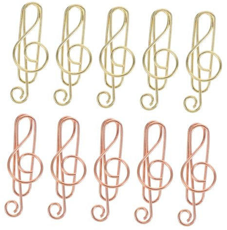 SOPOTUTU 40stücke Musik Büroklammern Metall Notenform in Gold Und Roségold Kreative Notenschlüssel Lesezeichenclips Vielseitige Papierhalter Für Büro Schule Und Organisation