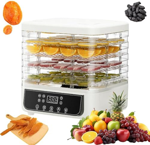 EIRZNGXQ 5 Tray Food Dehydrator, 350W Stainless Steel Food Dryer Machine with 5 Removable Trays, Food Dehydrator Mini Electric 35-70° Temperature Adjustable for Drying Fruit, Meat, Vegetable