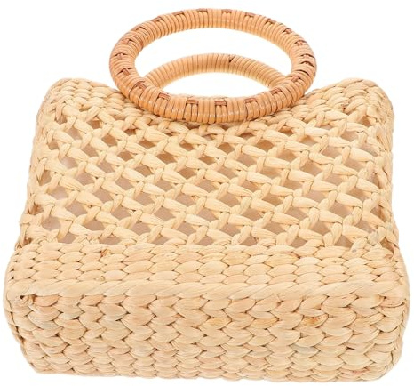 Gatuida Handgemachte Strohhandtasche: Damen-tragetasche Mit Rundem Henkel Oben, Boho-korbtasche, Eimer-clutch Für Sommer, Strand, Reisen Und Den Täglichen Gebrauch, Beige