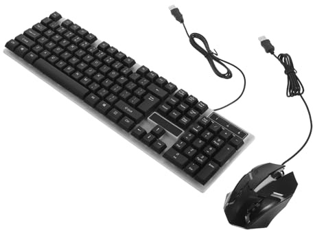 Tastiera e Mouse Cablati G21b 104 Tasti in Abs Neri | Luce LED Multicolore, Design Ergonomico, Rimbalzo Forte, Uso Confortevole
