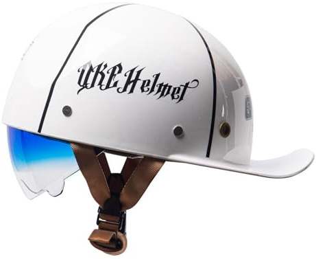Mezzo Casco Moto Vintage Tedesco Caschi A Faccia Aperta Retrò Omologato ECEDOT Cappellino Baseball Caschi Jet E Demi-Jet Con Visiera Donna Uomo Adulto Casco A Scodella I,M:57-58CM