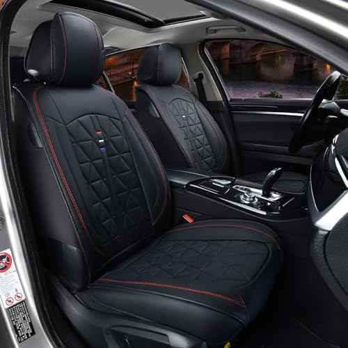Chifeng Housses de Siège Auto Avant 2 Pièces Similicuir Confortable Imperméable Respirant Noir pour Citroën C3 Aircross C3 Picasso C4 Cactus C6 DS4 DS5
