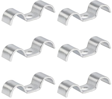 sourcing map 6Pcs Stainless Steel Double Line Clamp 12 mm / 1/2 inch Fuel Lines Clips M-Shape Mounting Clip for Brake Fuel Lines Tubes Wire Pipe Cord Installation, Silver