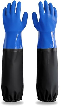 Guanti per la Pulizia Dello Stagno da 70 cm, Guanti Lunghi in Gomma Impermeabili, Guanti in Gomma Allungati, Guanti per la Pulizia Dello Stagno per L'industria Chimica