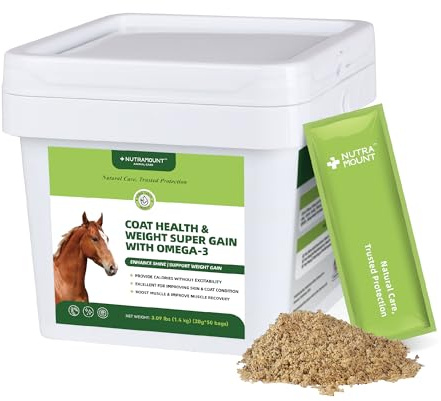Nutramount Horse Ground Flaxseed Feed, Natural High-Fat Flaxseed Meal for Horses, Coat Shine & Daily Feed Mix, Easy-to-Digest Horse Feed Ingredient – 1400g