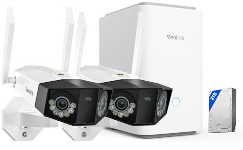 Reolink Home Hub Pro mit 2X Duo 3 WiFi, 16MP Wi-Fi 6 Überwachungskamera Aussen WLAN, 180° Panoramablick, Bewegungsspur, KI-Erkennung, Zentralisierte Steuerung, Unterstützt bis zu 16TB HDD (inkl. 2TB)