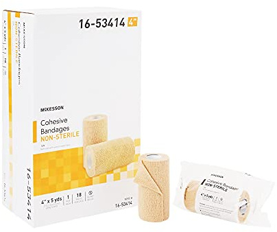 McKesson Cohesive Bandages, Non-Sterile, Compression Bandage, 4 in x 5 yd, 1 Count, 18 Packs, 18 Total