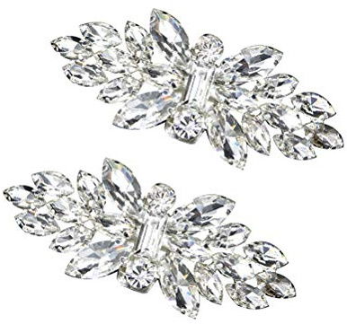 BESTOYARD Hebilla De Zapato De Cristal Plateada Clip Para Zapatos Decoración De Bricolaje Accesorios Para Mujer Boda Novia 2 Piezas 2.76X1.18 Pulgadas