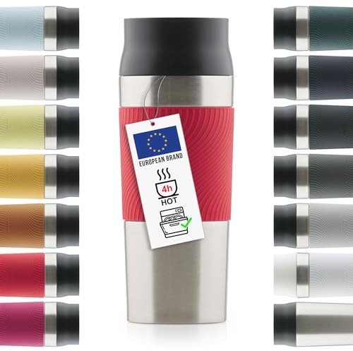 Blumtal Termomugg 350 ml - rostfri Kaffemugg to go - läckagesäker isolerad Mugg kall/varm - Mugg med 360° dricksöppning - Termomugg med snabbförslutning - Kaffemugg - Röd