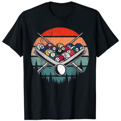 Billard Kugel & Queue Retro Herren Billard T-Shirt