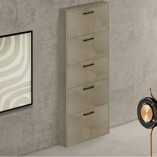 Linea Azzurra Scarpiera Serena in Legno 5 Ante e Ripiani 180x65x15cm Made in Italy per Ingresso, Soggiorno, Camera da Letto