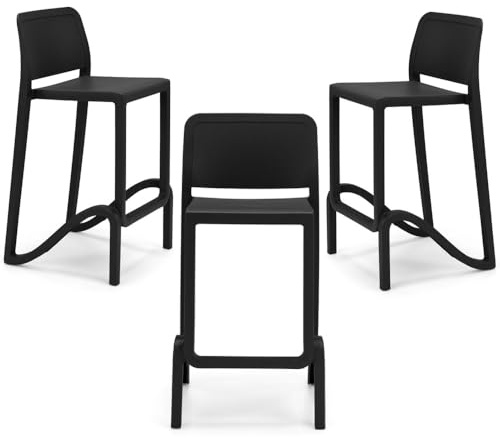 REDÒKASA Sgabello in polipropilene GIANO altezza seduta 65cm, impilabile, idrorepellente, resistente ai raggi UV, design moderno e innovativo, ideale per la cucina, la veranda o giardino (3, Ghisa)