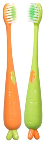 Qkbuza Spazzolini da denti per bambini, 2 pezzi, a forma di carota con setole morbide, cura dentale per bambini di 3 anni, per una pulizia delicata
