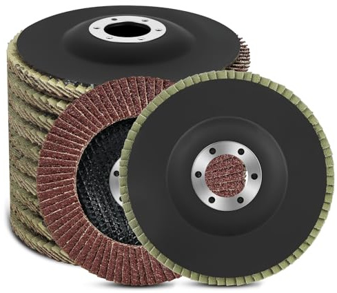 Flintronic 10 Piezas Discos Abrasivos para Amoladora Angular, Disco Láminas 125mm Grano 40, Discos de Abanico, T27 Disco Láminas, para Acero Inoxidable, Metal/Acero y Madera, Rojo