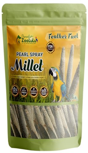 Danodia’s Zoolulu Pearl Spray Millet per Uccelli 950 g / 2 lb, Spighe di Miglio Perlato Essiccate al Sole, Snack Naturale per Cocorite, Calopsite, Fringuelli, Inseparabili, Canarini e Pappagalli