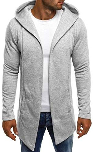 Trench da uomo, leggero, con cappuccio, aperto sul davanti, per esterni, confortevole, giacca di transizione con tasche, vestibilità regolare, maglia fine