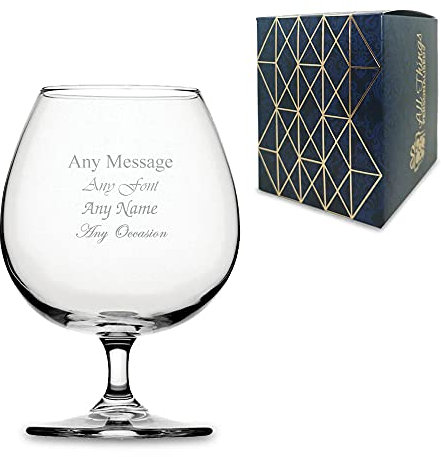 Personalised Engraved 550ml Brandy Balloon, Arrives with Gift Box, Personalise with Any Message