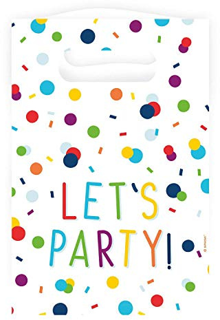 Amscan 9906350 - Partytüten Konfetti Let´s Party, 8 Stück, 23,6 x 15,7 cm, Mitgebsel, Kindergeburtstag