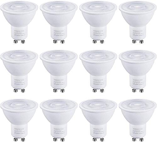 TORCHSTAR 12-Pack GU10 LED Bulbs Dimmable, 500LM 50W Halogen Equivalent, 3000K Warm White, 40° Beam Angle MR16 Spot Light Bulb for Recessed Lighting Track Lighting, UL Listed