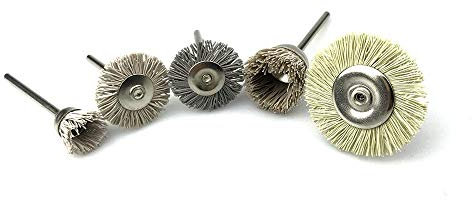 5 pezzi Assortiti Mini Spazzola Montata in nylon Abrasivi Spazzola per lucidatura a filo Spazzola per intaglio del legno Scanalatura Utensile per rettifica, come mostrato