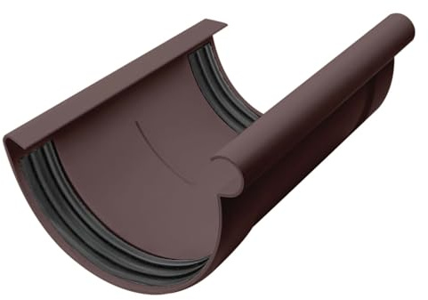 INEFA Raccord de gouttière demi-rond 100mm Marron foncé plastique | Raccord de gouttière en PVC-U, montage par emboîtement facile, idéal pour évacuation des eaux de toit