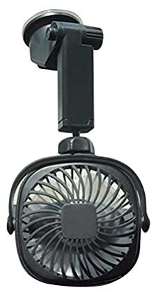 PUZOU Black Car Oscillating Fan with Suction Cup,Mini Car USB Fan with Multi-Directional Hook,Clip On Portable Vehicle Fan Lighter Auto Camper Fan with 360 Degree Rotation