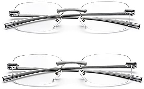 ZUVGEES 2 Pack Rimless Clear Reading Glasses Blue Light Blocking Readers for Men and Women (2 Pack, 1.50)