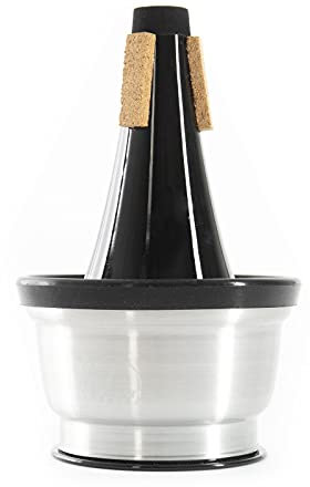 Monzani MZMU-03 Cup Mute Trompetendämpfer für Trompete und Kornett, Verstellbar, Smooth Sound, Abnehmbarer Becher, Kratzschutz, Gute Intonation, Silber Glänzend