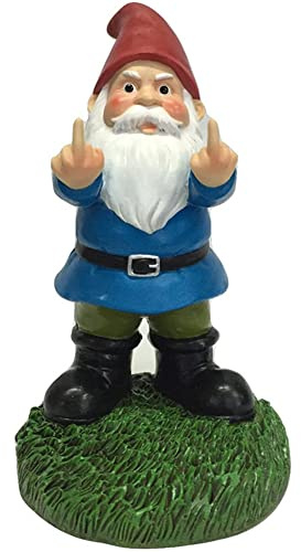 FOUTP Nain De Jardin Doigt d'honneur - Statue De Gnomes Go Away Ornements De Pelouse De Jardin Drôle, Décorations Intérieures Ou Extérieures