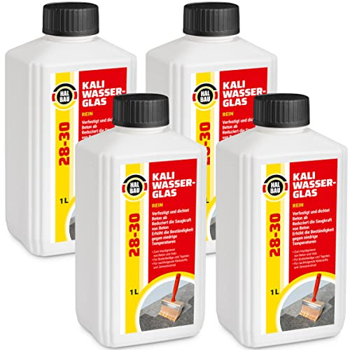 HALBAU Kaliwasserglas 28-30 Rein 4 Liter Kali Wasserglas, Haftgrund | Beton Versiegelung, Holz Imprägnierung, Verkieselung, Mauerabdichtung, Betonschutz, Holzschutz