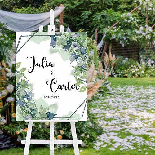 Greenery - Letrero de bienvenida personalizado de madera para boda, elegante, cartel de bienvenida para novia, novio, matrimonio, recepción, amor, decoración de 50 x 40 cm