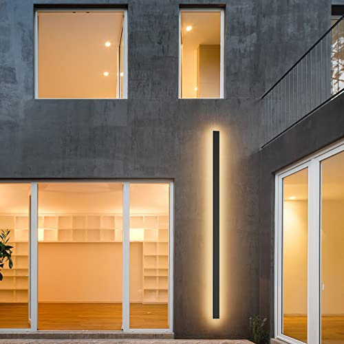 K-Bright 45W Lange Wandleuchte Villa Wandleuchte Schwarze Wandlampe Wasserdicht IP65 Außen LED Wandleuchte für Gärten, Terrassen,Schlafzimmer Wohnzimmer Innen wandleuchte, 150CM,Warmweiß