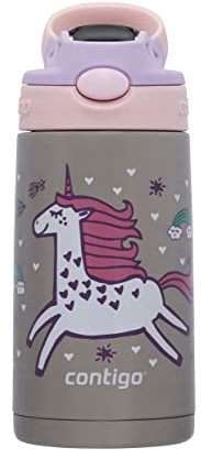 Contigo Borraccia per Bambini, Facile da Pulire, con Cannuccia, in Acciaio Inox Senza BPA, 100% a Prova di perdite, Facile da Pulire, Ideale per l'asilo Nido