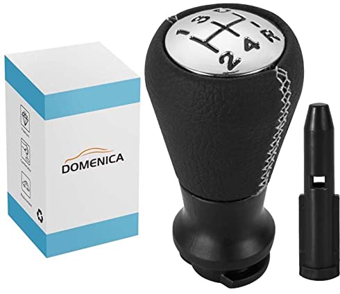 DOMENICA Pomo Palanca de Cambios Cuero Compatible de Peugeot 106 107 205 206 207 301 306 307 308 406 407 408 508 605 806 807 2008 3008 5008 Citroen C2 C3 C4 C5 Picasso Saxo Xsara Elysee (Blanco)