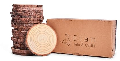 Elan Naturholzscheiben 11cm - 13cm Durchmesser 20 Stück, Baumstamm Scheiben, Baumscheiben Klein, Runde Holzscheiben Deko, Holzscheibe Rund, Baumscheiben Klein, Runde Holzplatte, Holz Weihnachten