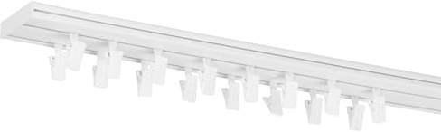 RENA Vorhangschiene 2-läufig Gardinenschiene aus Kunststoff Vorhang-Deckenschiene mit Klammern Gardinenleiste Gardinenstange Gardinen Vorhänge für Deckenmontage Weiß 320cm